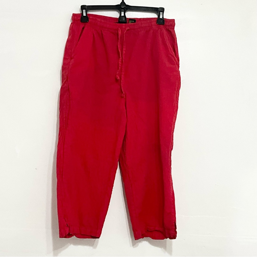 SOUTHERN EXPRESSIONS Women Pull On Capris 100% Cotton Red Pockets Medium